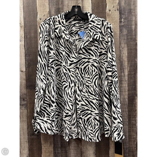 Top Long Sleeve By Halogen In Black & White, Size: Xl