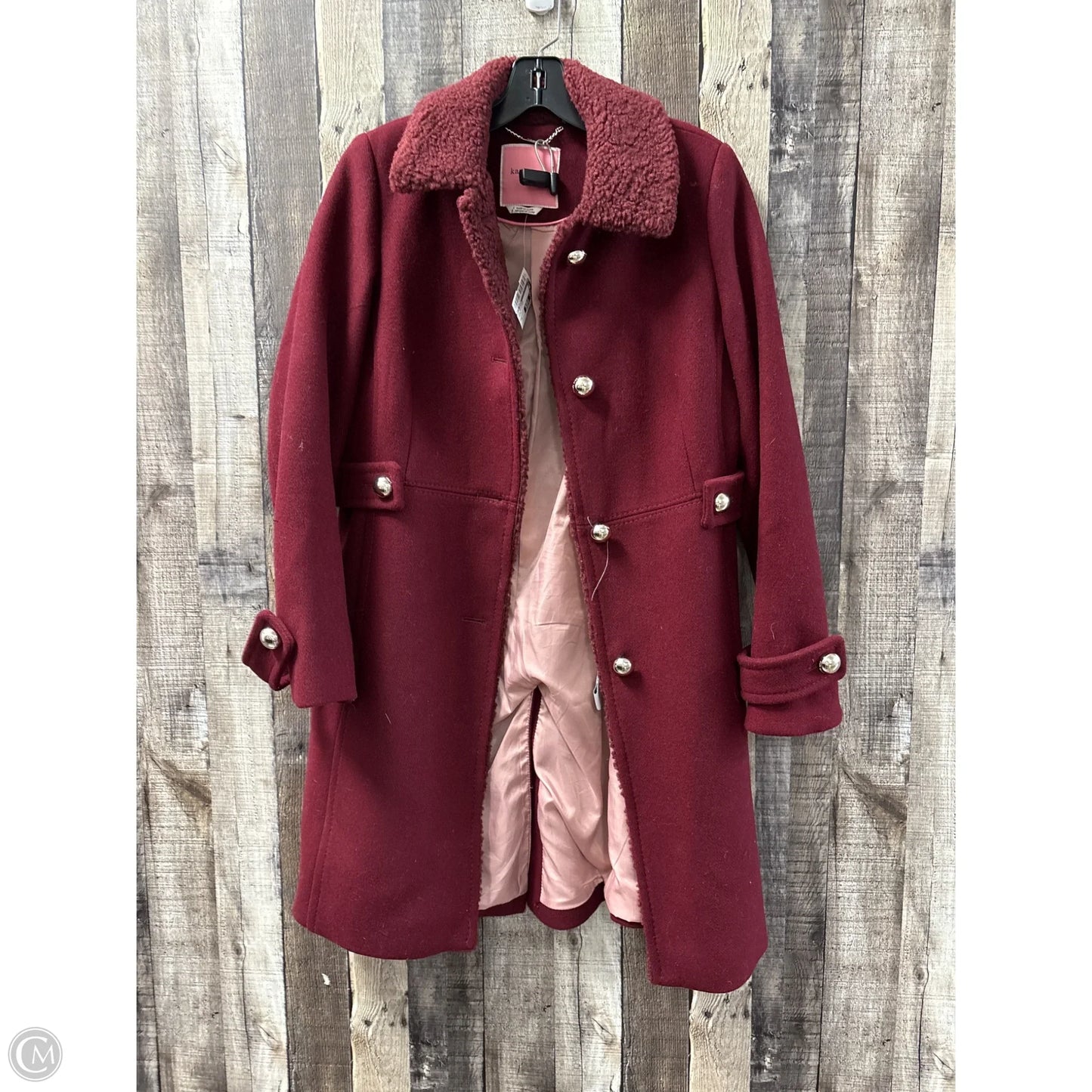 Coat Designer By Kate Spade In Maroon, Size: S