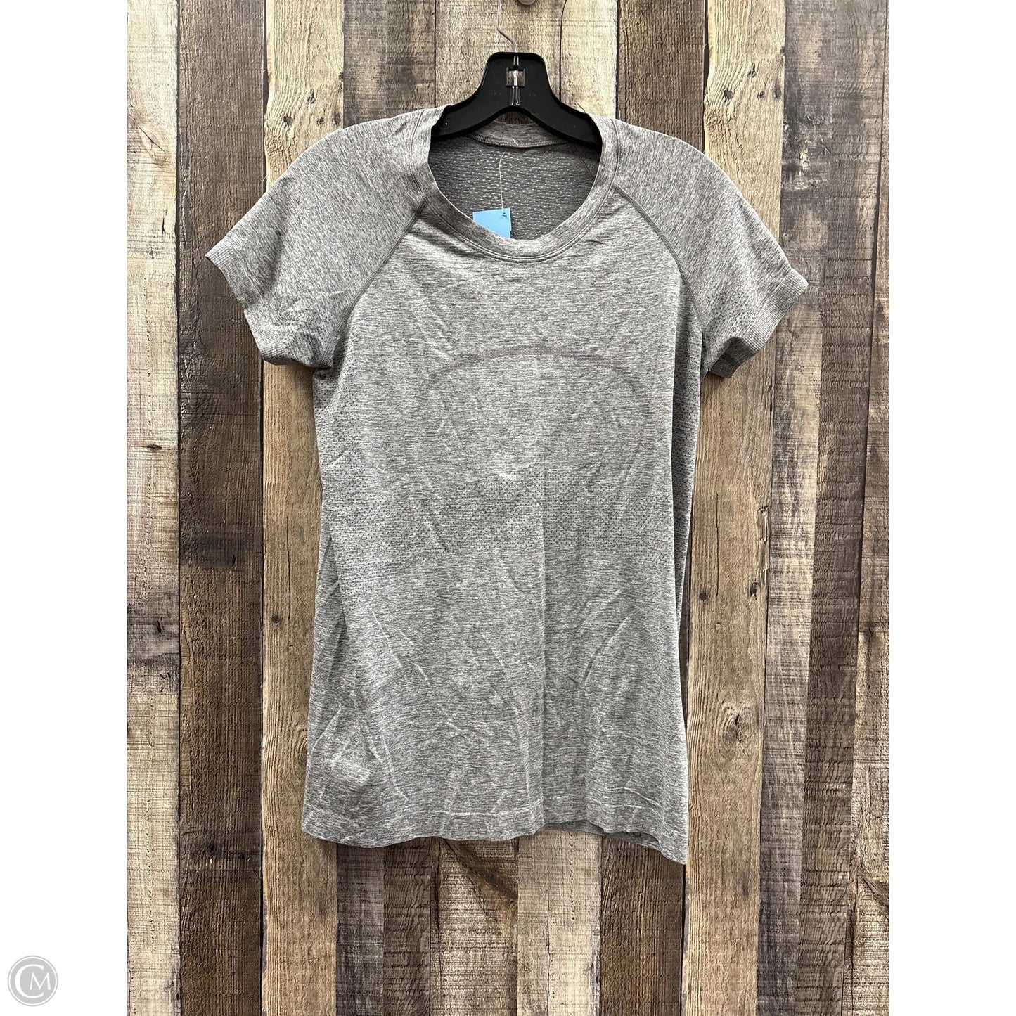 Athletic Top Short Sleeve By Lululemon In Grey, Size: 10