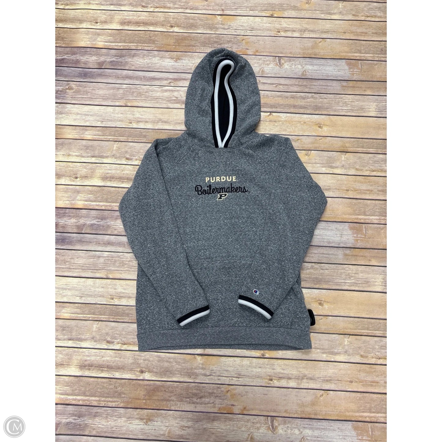 Sweatshirt Hoodie By Champion In Grey, Size: L