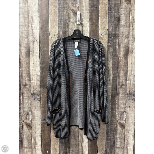 Sweater Cardigan By Jones New York In Black & White, Size: Xl