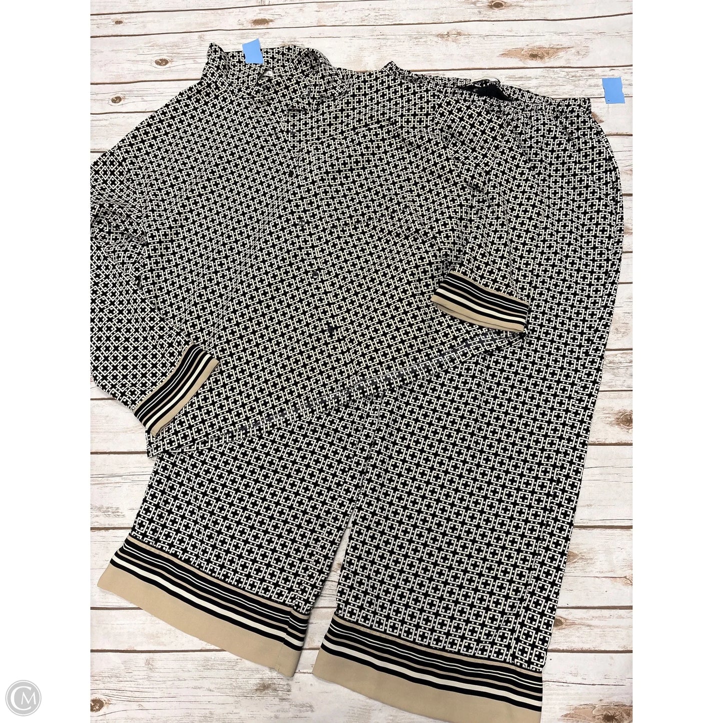 Pants Set 2pc By Abercrombie And Fitch In Black & Cream, Size: L