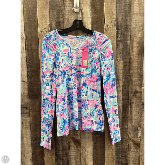 Top Long Sleeve Designer By Lilly Pulitzer In Blue & Pink, Size: M