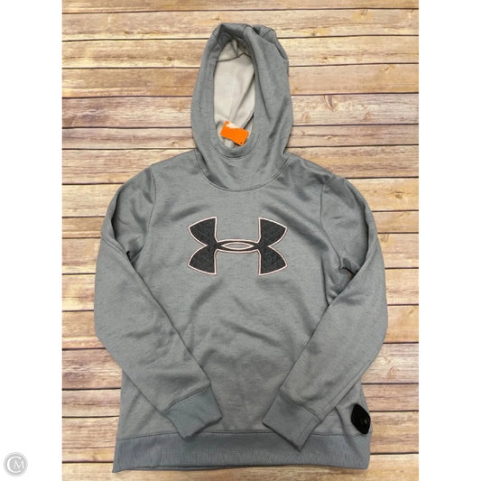 Athletic Top Long Sleeve Hoodie By Under Armour In Grey, Size: M