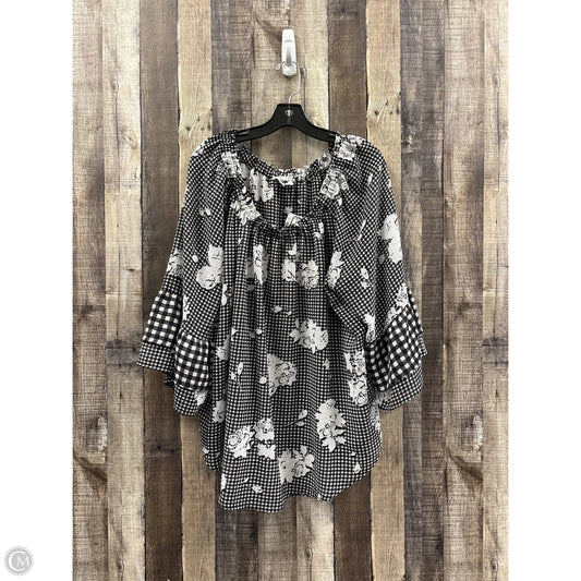 Top 3/4 Sleeve By Spense In Black & White, Size: 2x