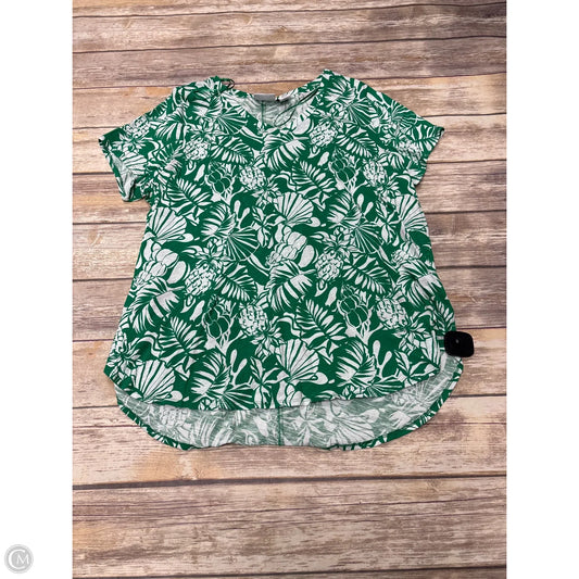 Top Short Sleeve By Nicole Miller In Green & White, Size: 2x