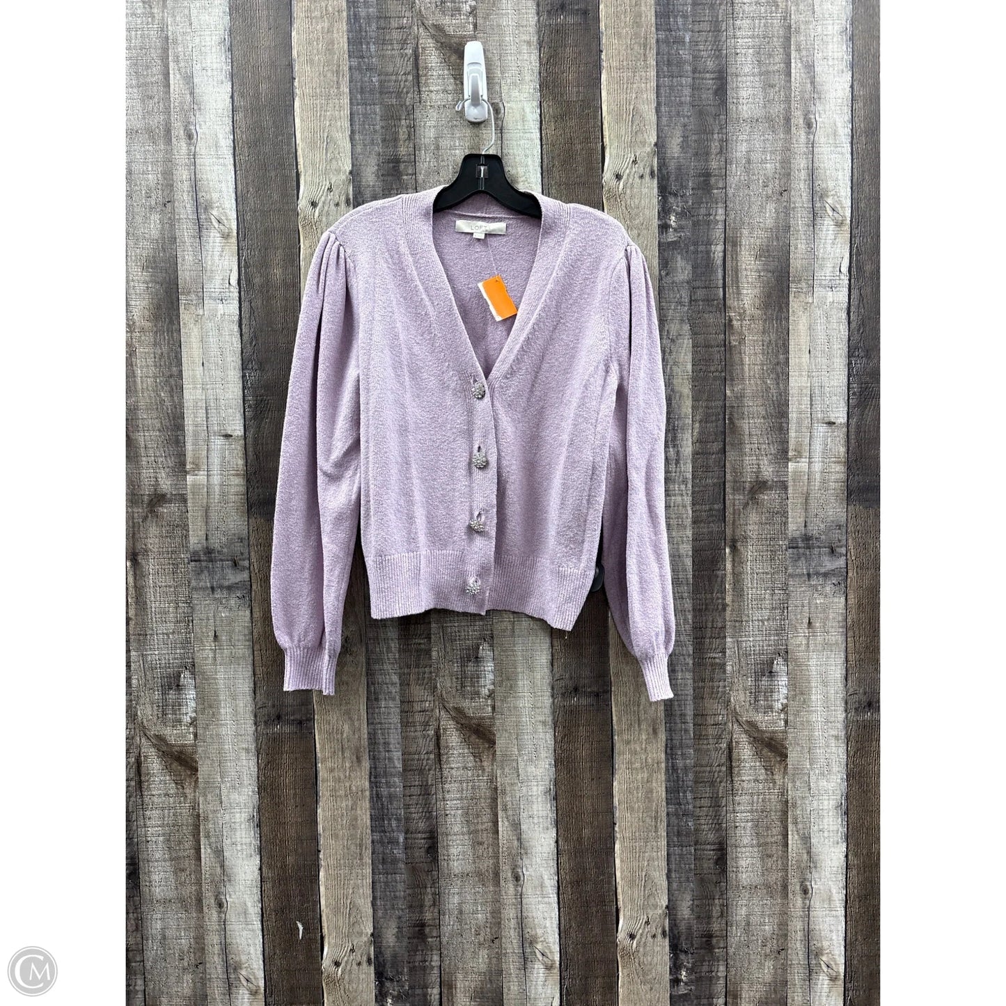 Sweater Cardigan By Loft In Purple, Size: S
