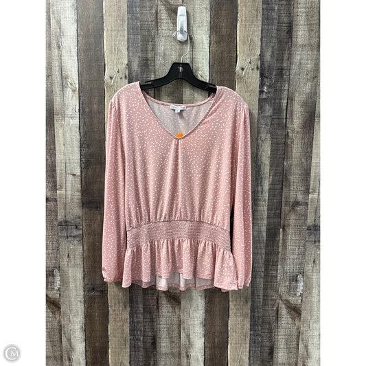 Top Long Sleeve By Ophelia Roe In Polkadot Pattern, Size: Xl
