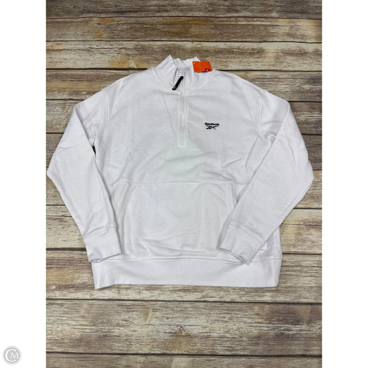 Athletic Top Long Sleeve Collar By Reebok In White, Size: M