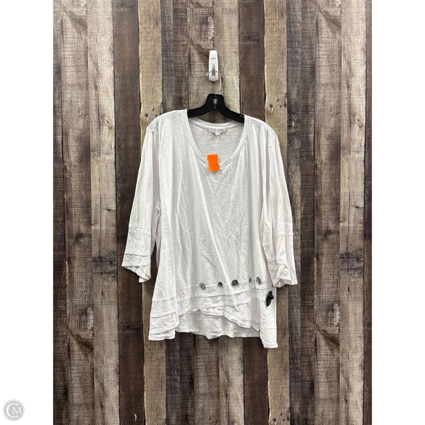 Top 3/4 Sleeve By Erin London In White, Size: 2x