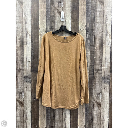 Top Long Sleeve By Emery Rose In Brown, Size: 3x