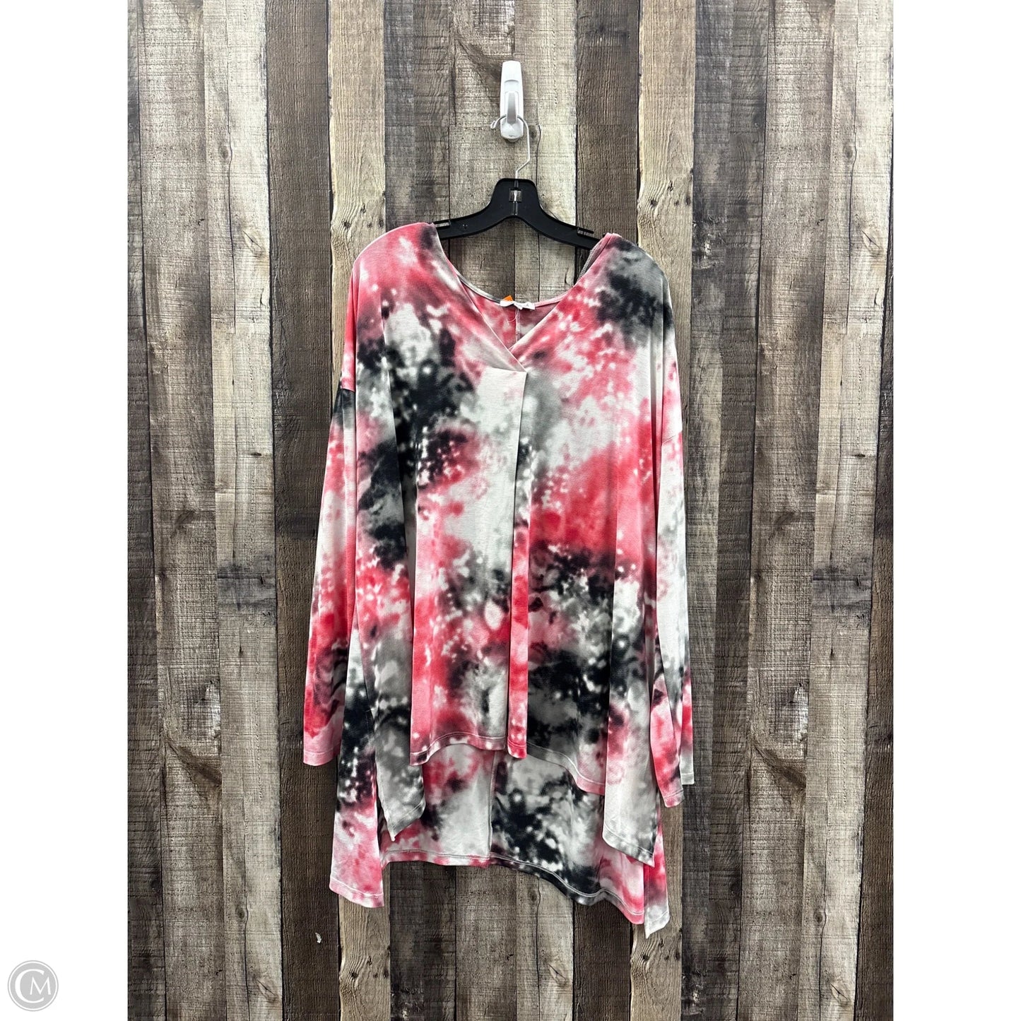 Top Long Sleeve By White Birch In Tie Dye Print, Size: 2x