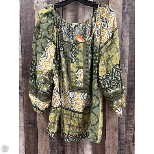 Top 3/4 Sleeve By Cato In Green, Size: 1x