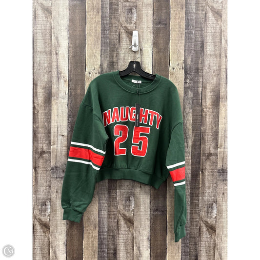 Top Long Sleeve By Fashion Nova In Green & Red, Size: S