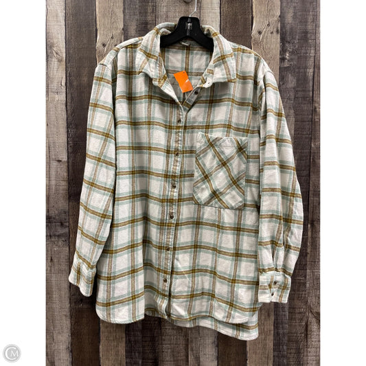 Top Long Sleeve By Aerie In Green & White, Size: Xl