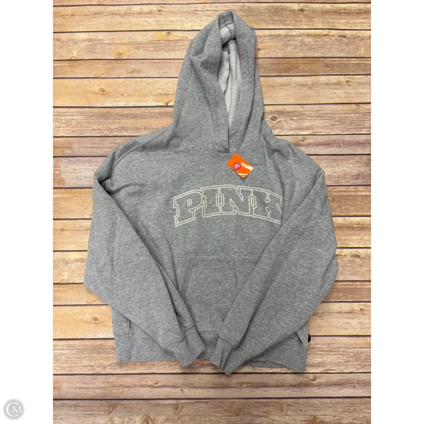 Sweatshirt Hoodie By Pink In Grey, Size: S