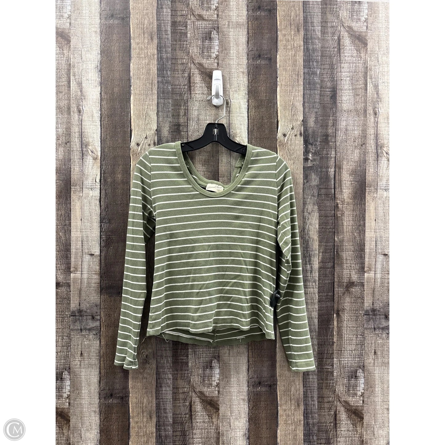 Top Long Sleeve By Universal Thread In Green & White, Size: L