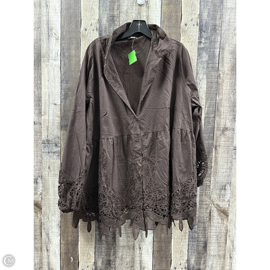 Top Long Sleeve By Cato In Brown, Size: 3x