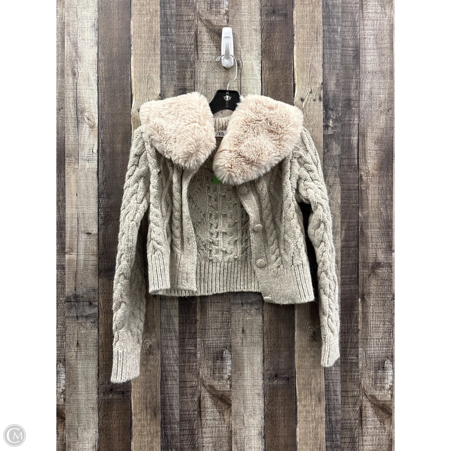 Sweater Cardigan By Zara In Tan, Size: M