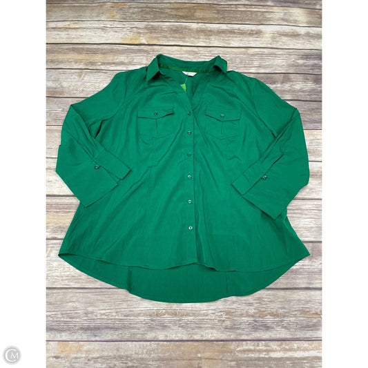 Top Long Sleeve By Cato In Green, Size: Xl