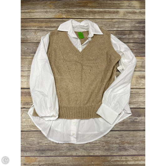 Top Long Sleeve By Altard State In Tan & White, Size: S