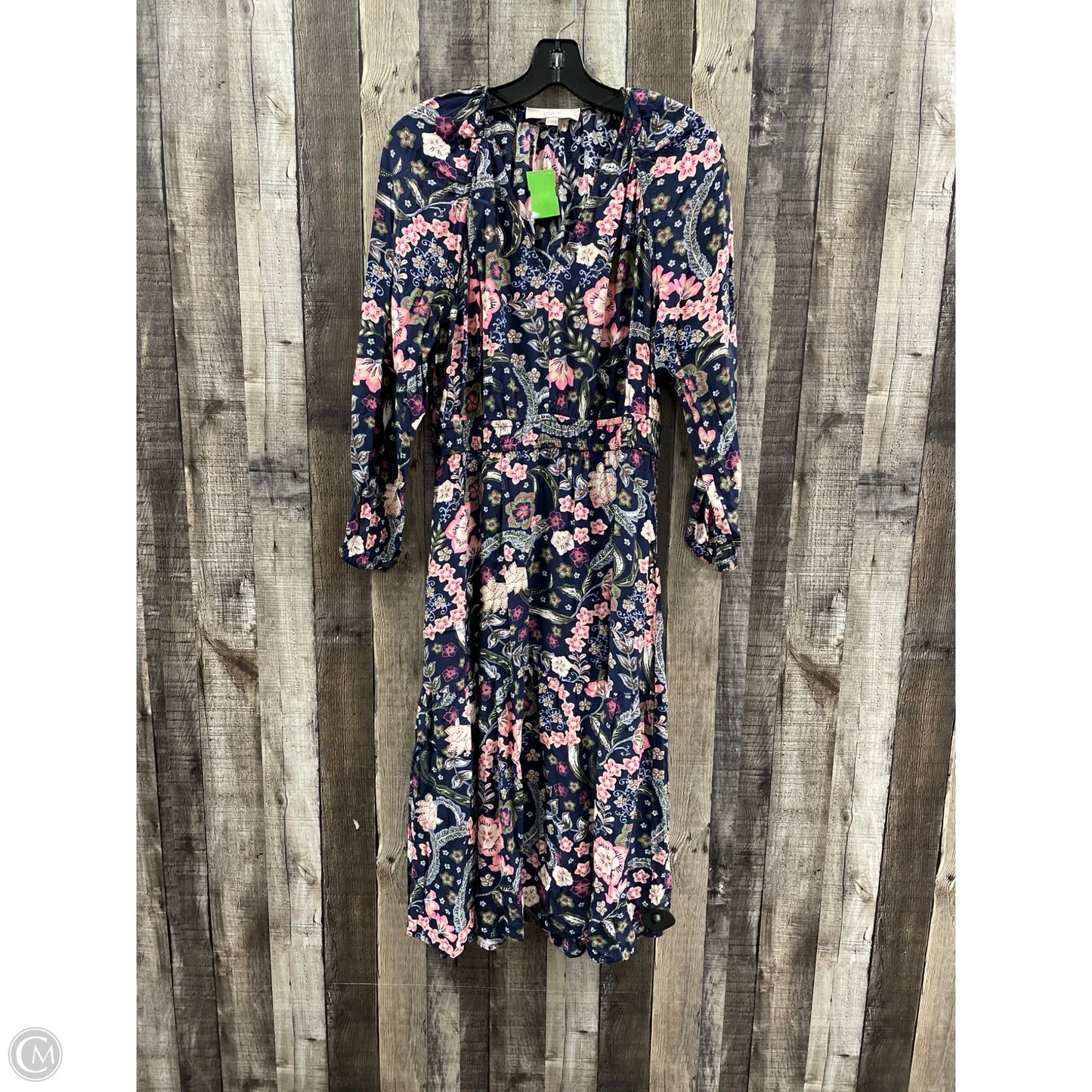 Dress Casual Midi By Loft In Navy, Size: Lp