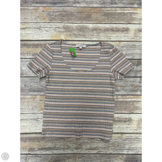 Top Short Sleeve By Loft In Striped Pattern, Size: L