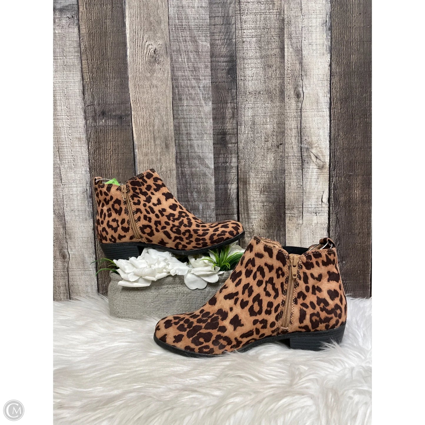 Boots Ankle Heels By So In Animal Print, Size: 8.5
