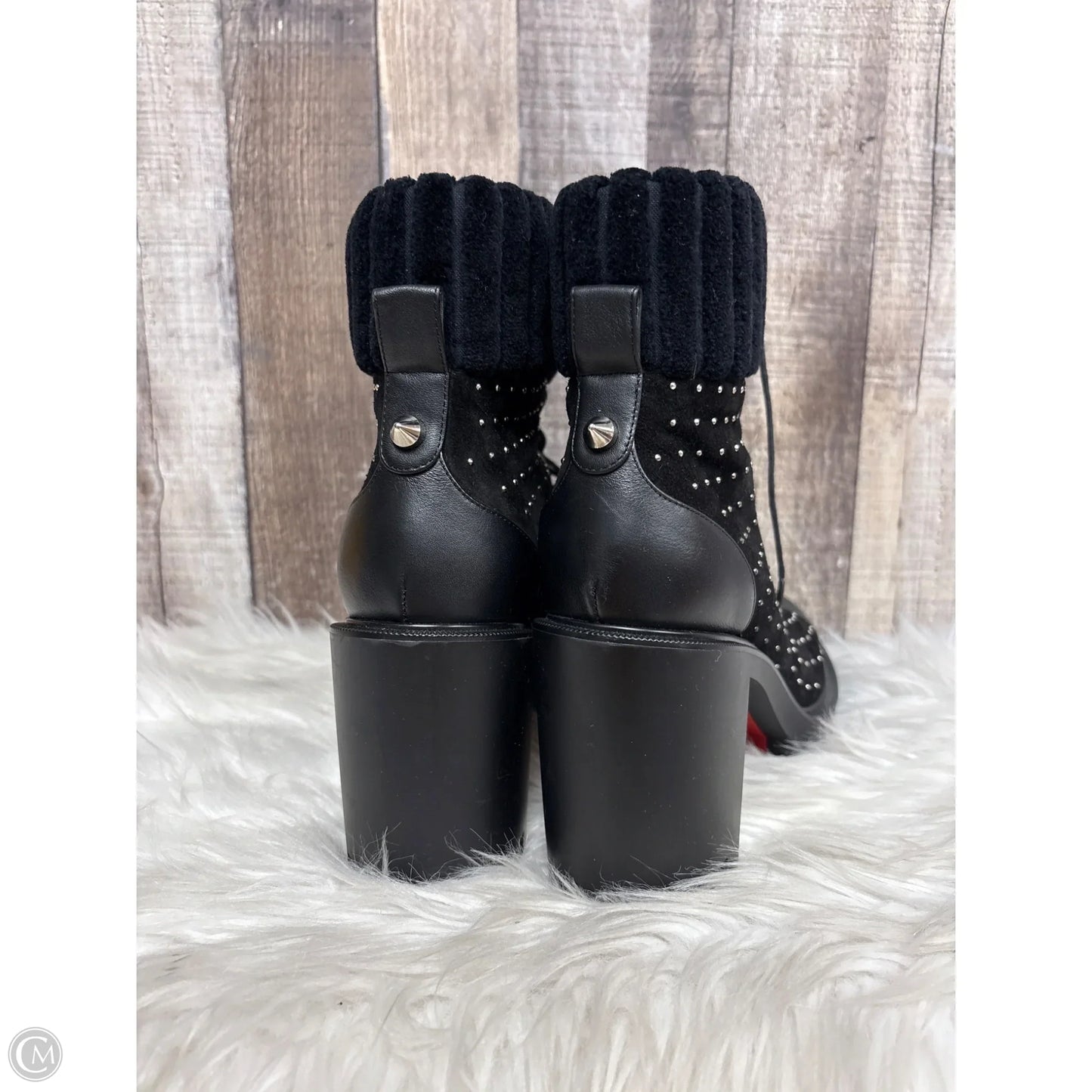 Boots Luxury Designer By Christian Louboutin In Black, Size: 9