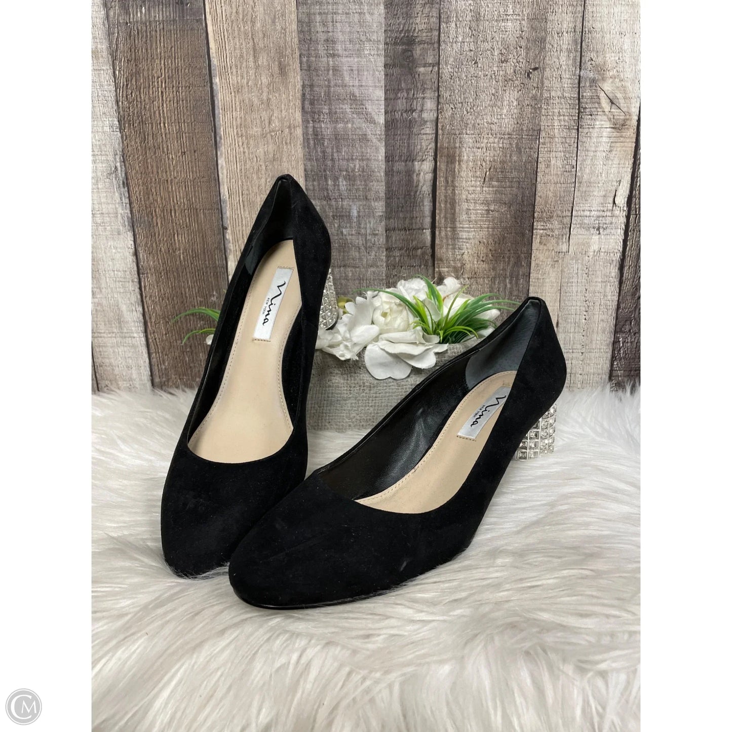 Shoes Heels Block By Nina In Black & Silver, Size: 10