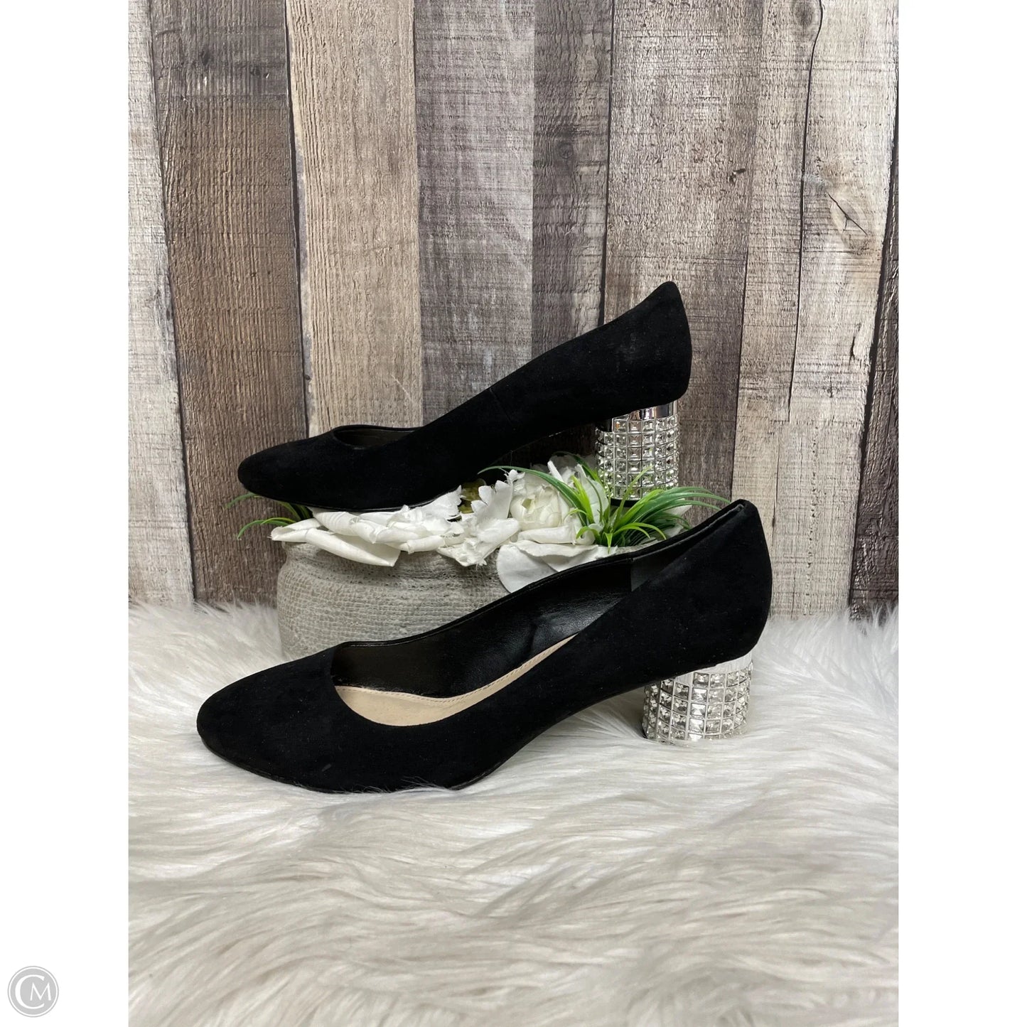 Shoes Heels Block By Nina In Black & Silver, Size: 10