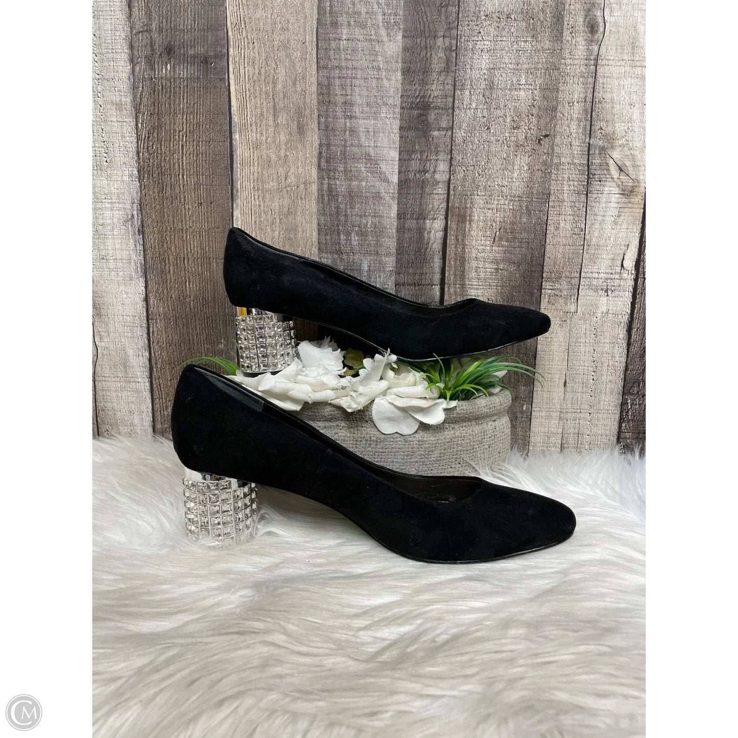 Shoes Heels Block By Nina In Black & Silver, Size: 10