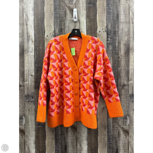 Sweater Cardigan By Zara In Orange, Size: S