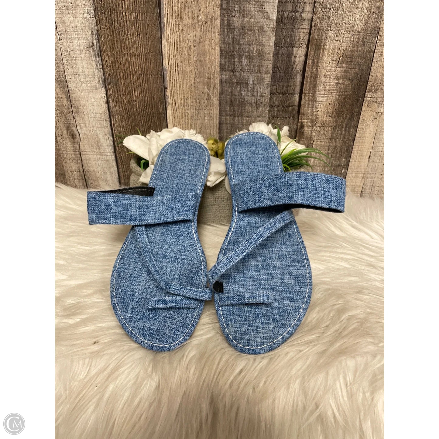 Sandals Flats By Cmf In Blue Denim, Size: 8.5