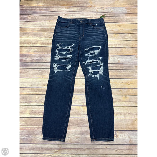 Jeans Straight By American Eagle In Blue Denim, Size: 14