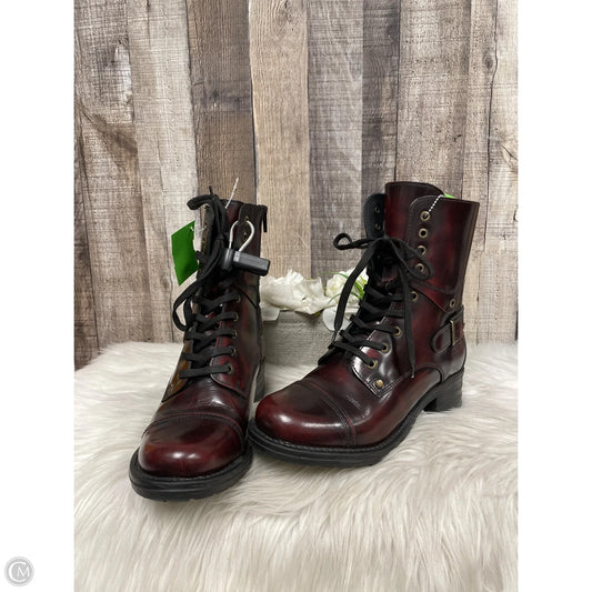 Boots Ankle Heels By Taos In Maroon, Size: 8
