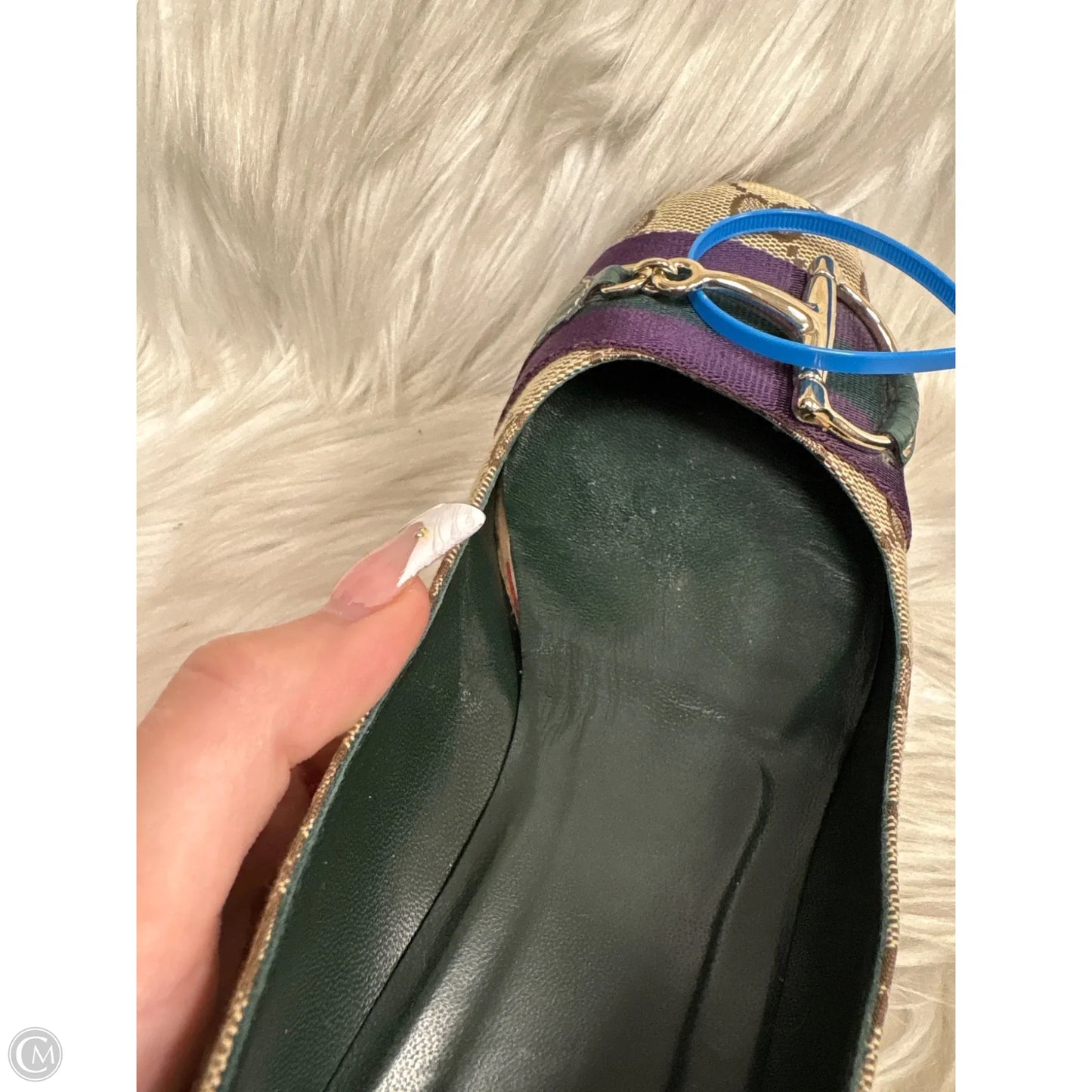 Shoes Luxury Designer By Gucci In Brown & Purple, Size: 8