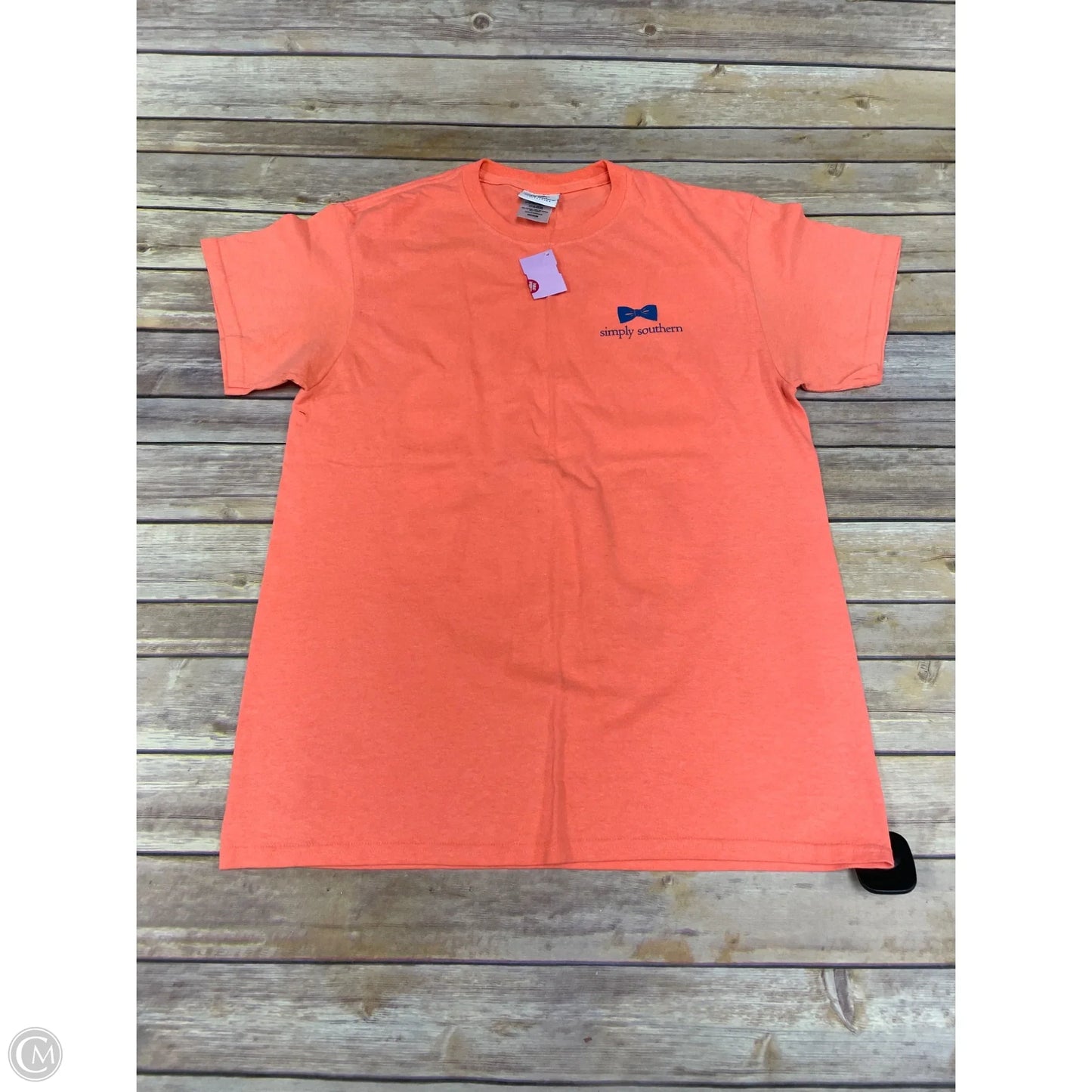 Top Short Sleeve By Simply Southern In Orange, Size: M