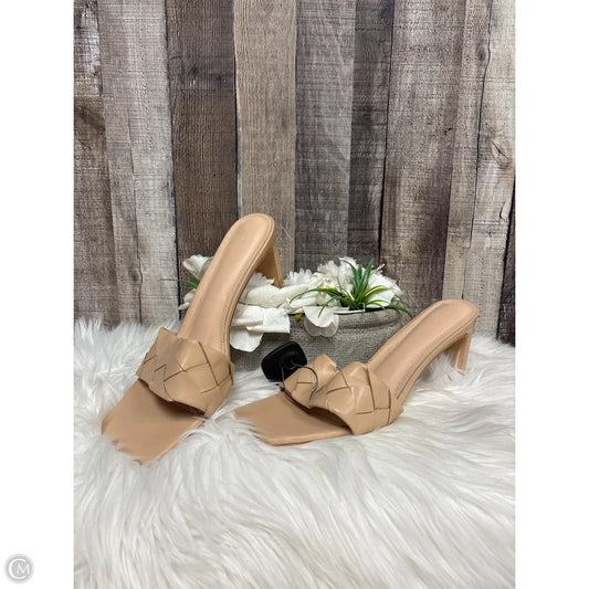 Sandals Heels Block By Forever 21 In Tan, Size: 12