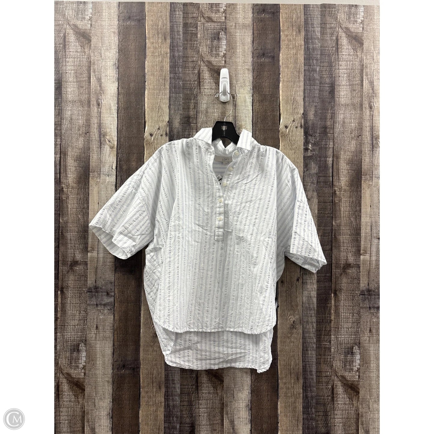 Top Short Sleeve By Loft In Blue & White, Size: S