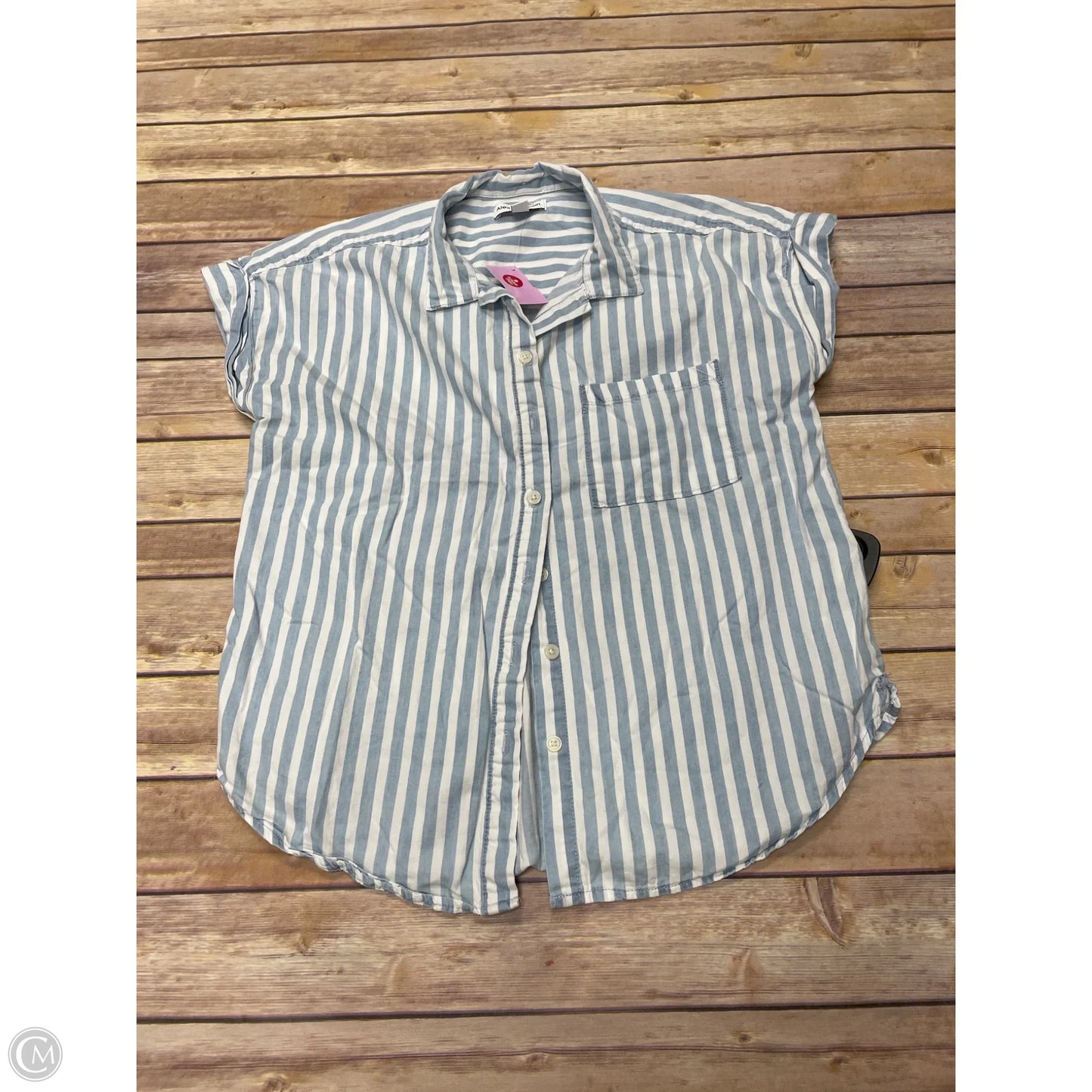 Top Short Sleeve By Cme In Blue & White, Size: S