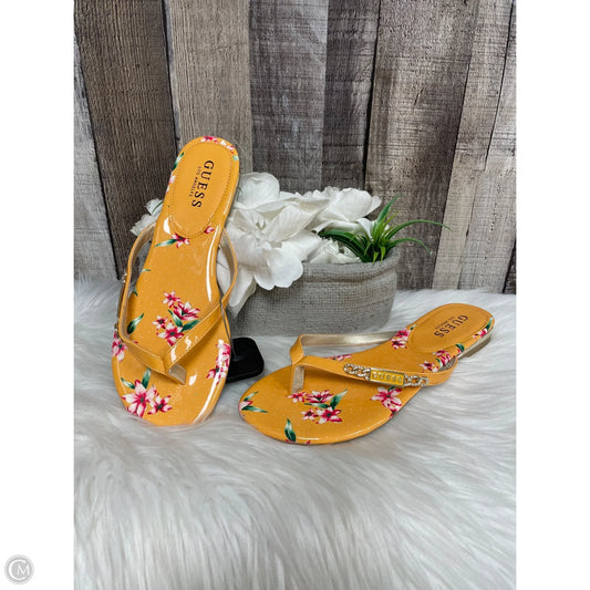 Sandals Flats By Guess In Floral Print, Size: 8