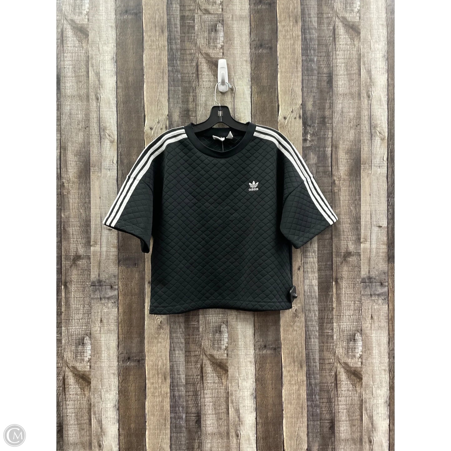 Athletic Top Short Sleeve By Adidas In Black & White, Size: M