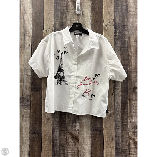 Top Short Sleeve Designer By Karl Lagerfeld In White, Size: L