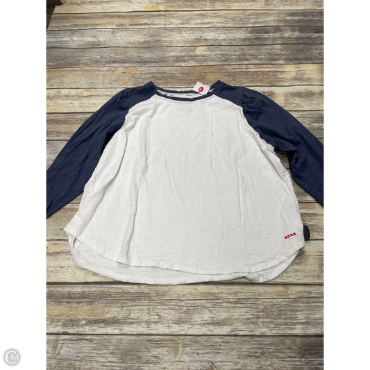 Top Long Sleeve By Peace Love World In Blue & White, Size: 2x