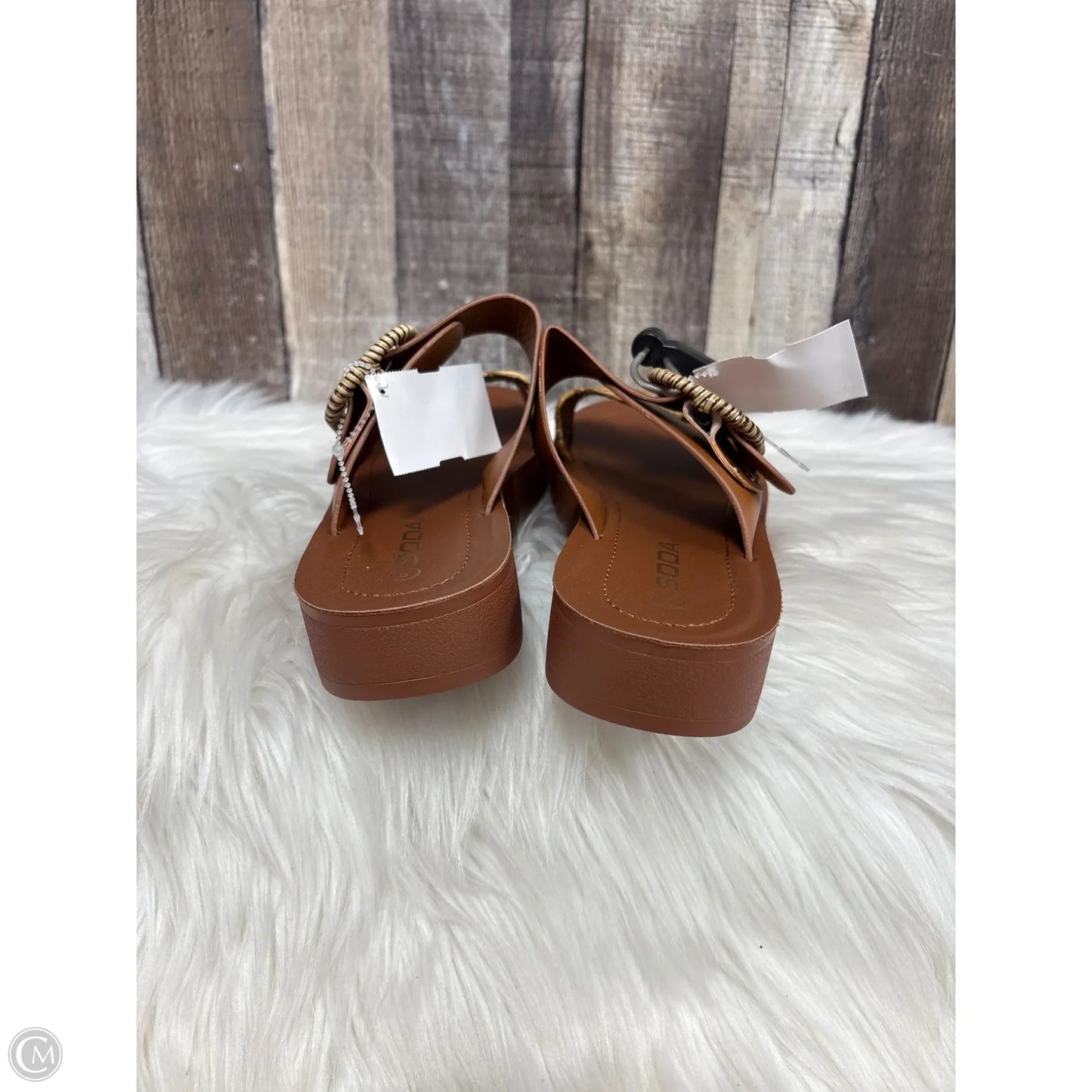 Sandals Flip Flops By Soda In Brown, Size: 8