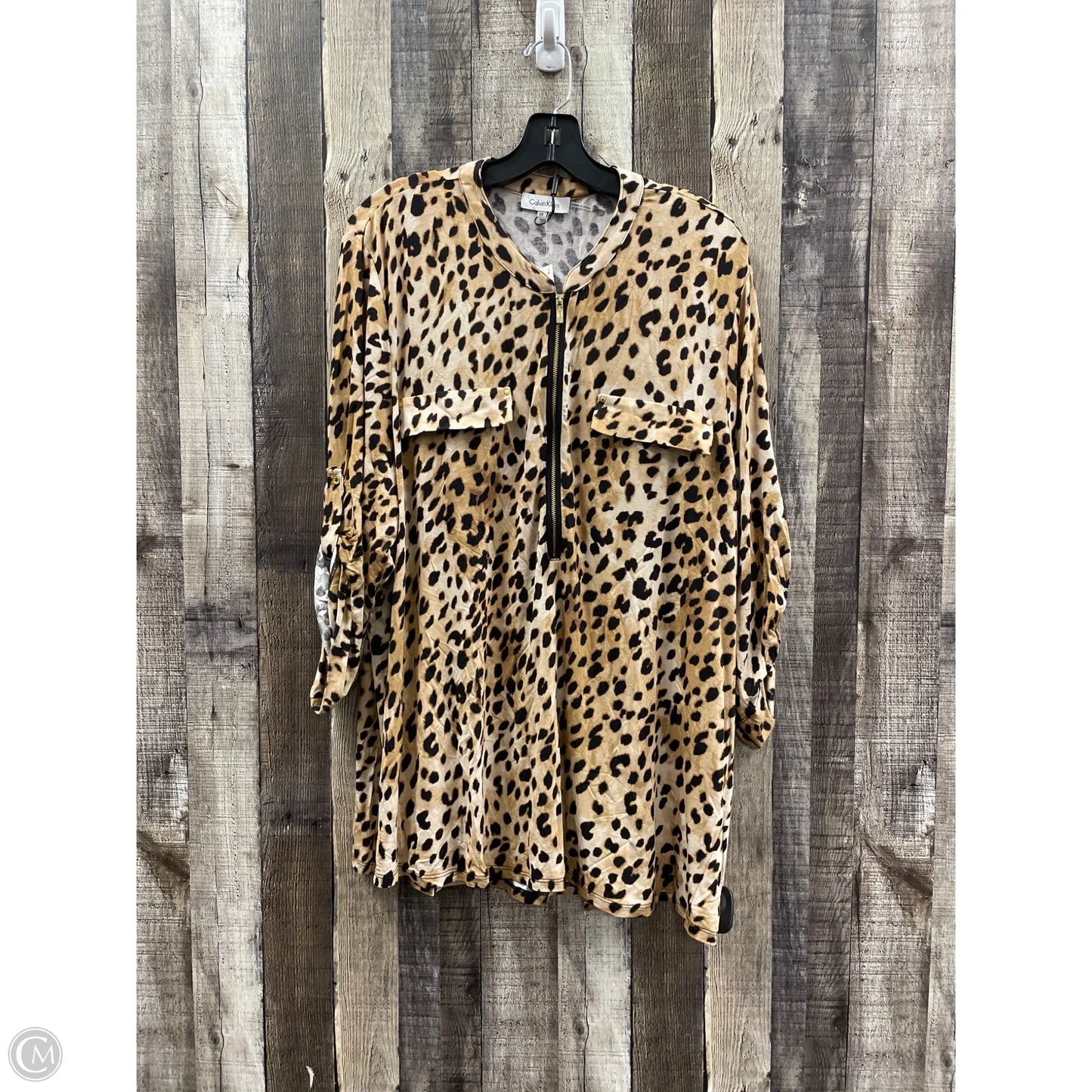 Top 3/4 Sleeve By Calvin Klein In Animal Print, Size: 3x