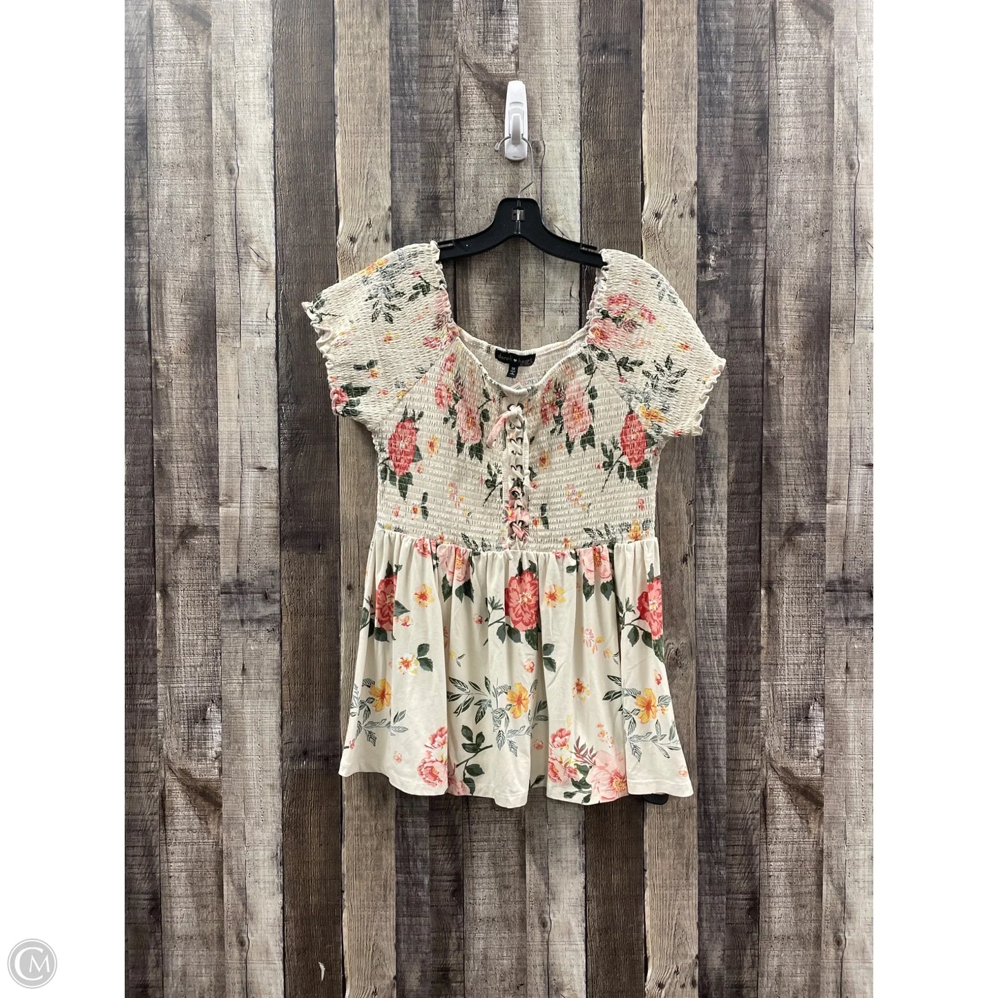 Top Short Sleeve By Derek Heart In Floral Print, Size: 1x