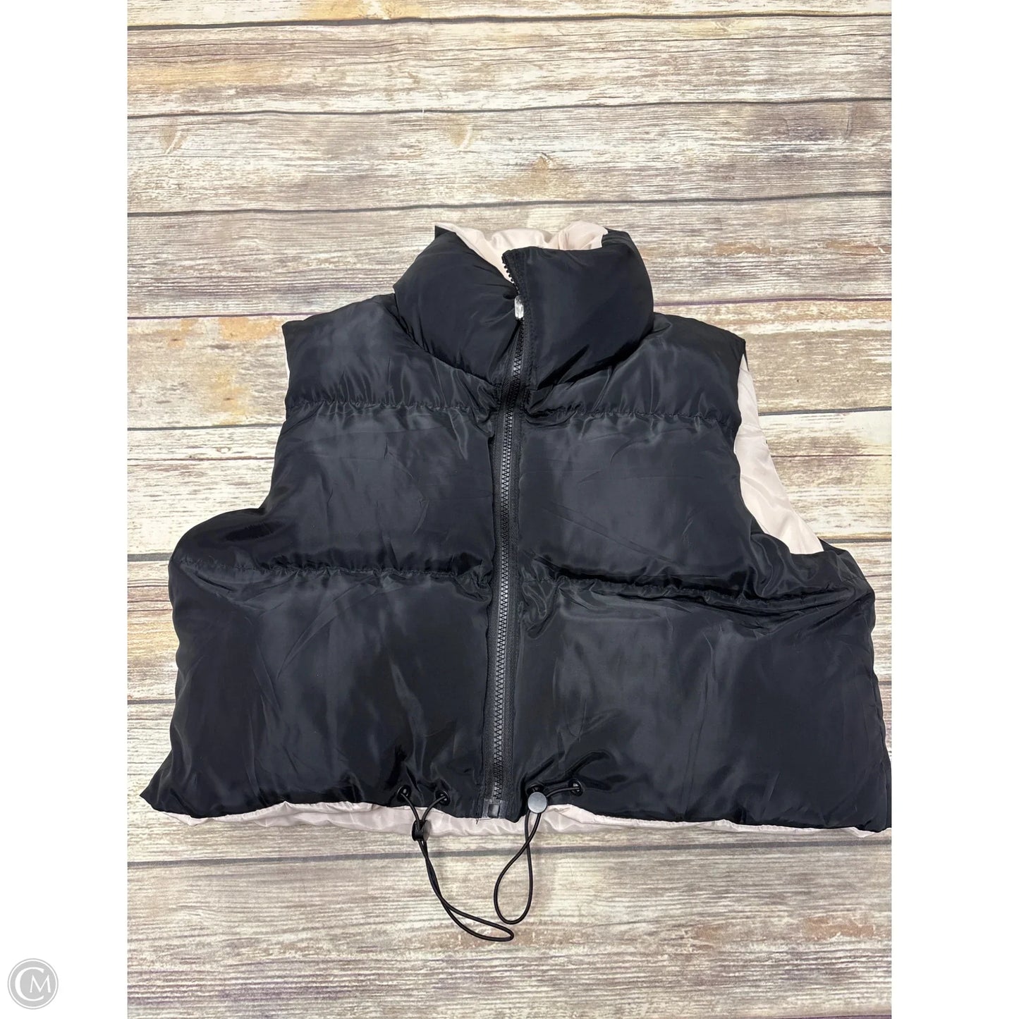 Vest Puffer & Quilted By Cmf In Black & Cream, Size: S