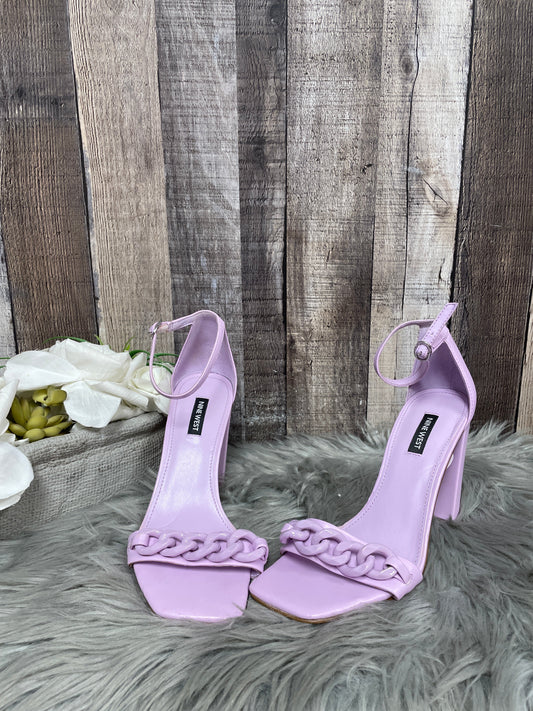 Purple Sandals Heels Block Nine West, Size 7.5
